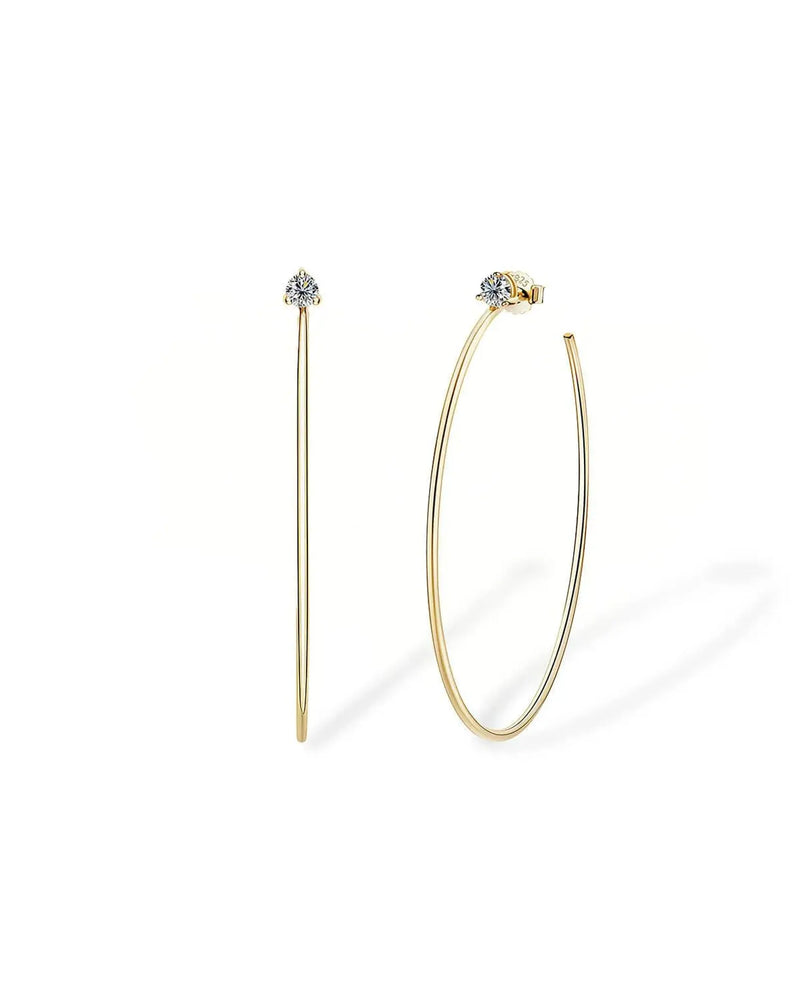 14K Solid Gold Lab Grown Diamond Hoop Earrings