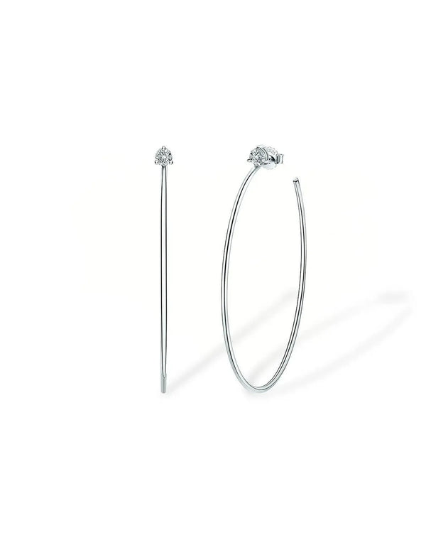 18K Solid Gold Natural Diamond Hoop Earrings
