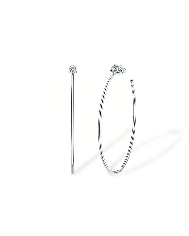 18K Solid Gold Natural Diamond Hoop Earrings