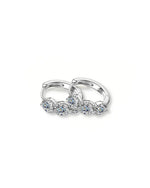 14K Natural Diamond Three Stone Hoop Earrings
