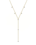 14K Solid Gold Y-Shaped Lab Grown Diamond Necklace | Elegant Sparkling Lariat Necklace