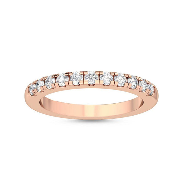 18K Solid Gold 0.32Ct Lab Grown Diamond Half Eternity Band | 18K Gold Round Cut Stackable - Side View | Riyanika Jewels