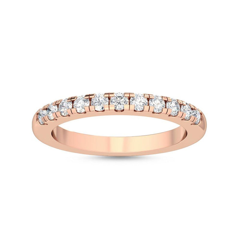 18K Solid Gold 0.32Ct Natural Diamond Half Eternity Band | 18K Gold Round Cut Stackable - Side View