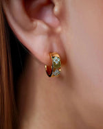 18K Solid Gold Four Leaf Clover Lab Grown Diamond Stud Earrings - Detail | Riyanika Jewels