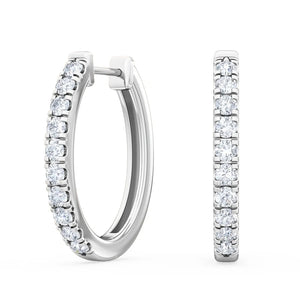 18K Solid Gold 0.44Ct Natural Diamond Hoop Earrings