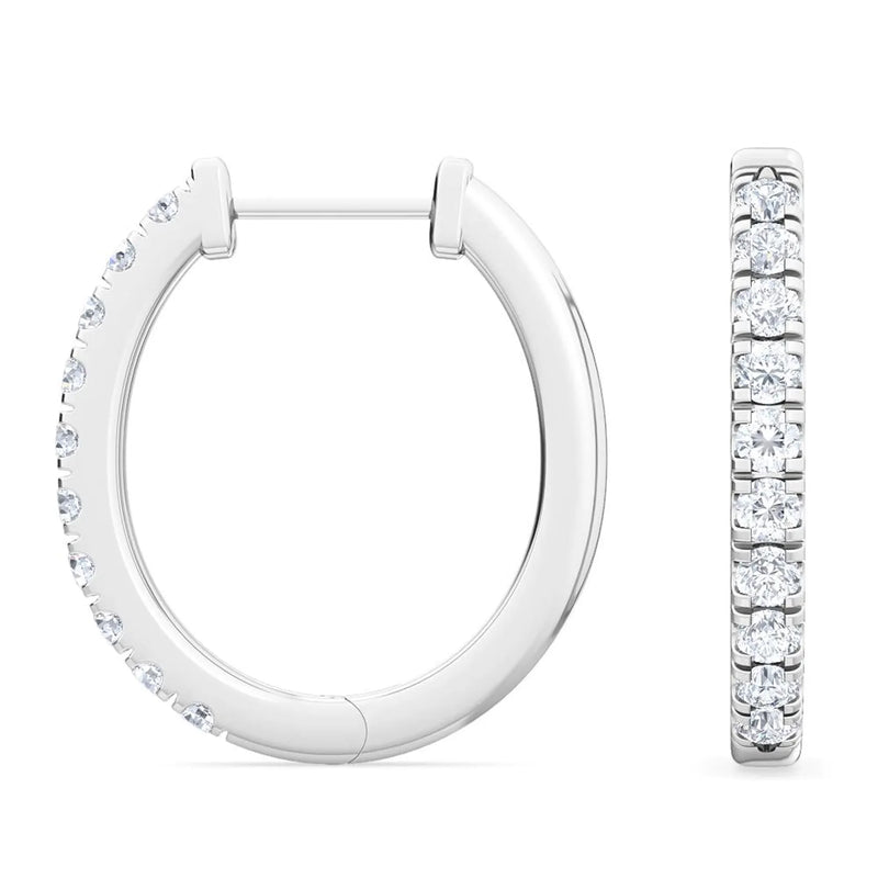 18K Solid Gold 0.44Ct Natural Diamond Hoop Earrings - Alternate Angle | Riyanika Jewels