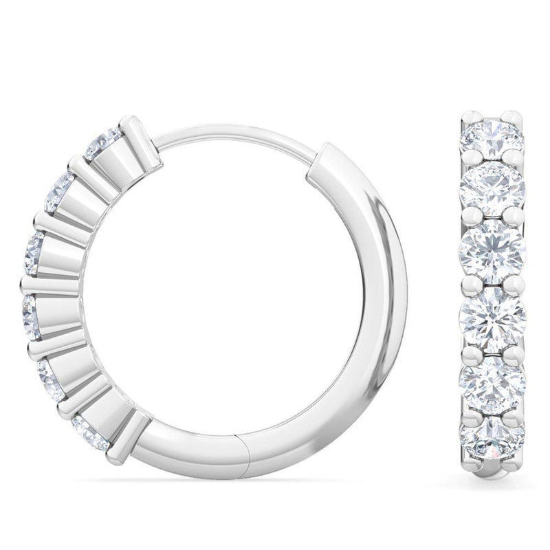 14K 0.48ct Natural Diamond Round Cut Hoop Earrings