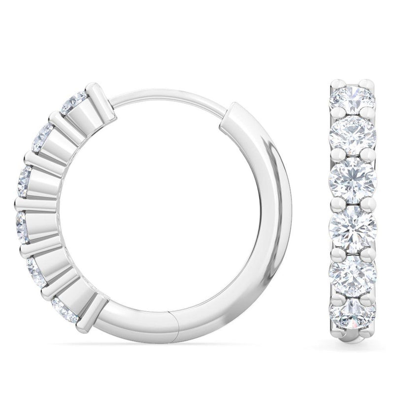 0.48 CT Round Cut Natural Diamond Hoop Earrings in 18K Solid Gold - Alternate Angle