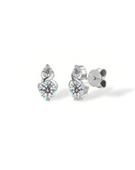 18K Solid Gold Natural Diamond Stud Earrings | Infinity Symbol Double Stone Diamond Stud