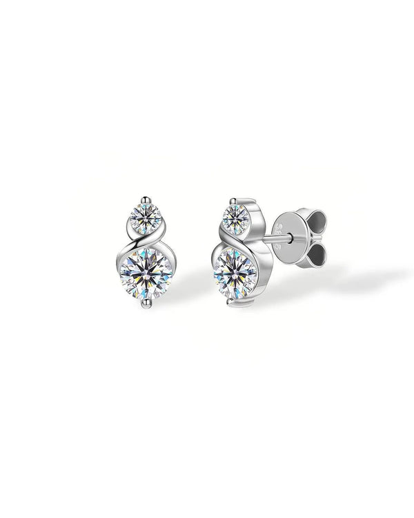 14K Natural Diamond Twisted Stud Earrings