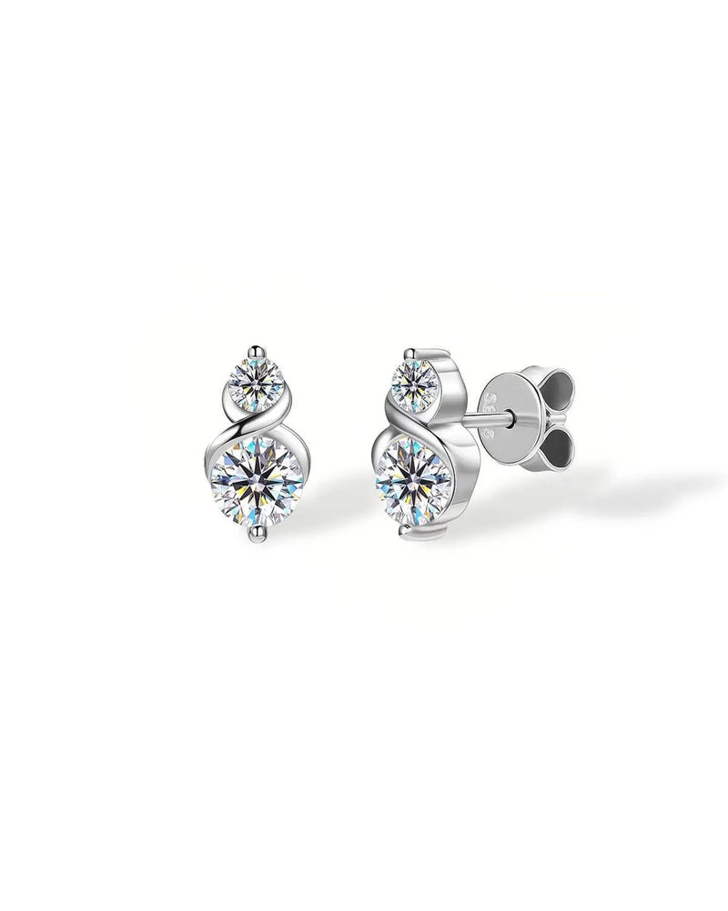 14K Natural Diamond Twisted Stud Earrings