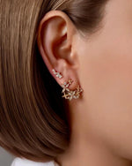 18K Solid Gold Natural Diamond Cluster Stud Earrings | Natural Diamond Floral Stud Earrings - Detail | Riyanika Jewels