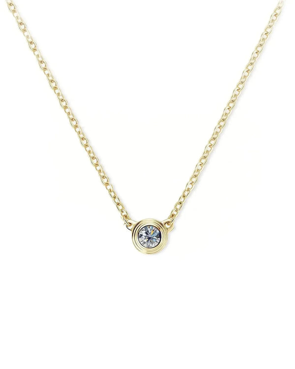 14K Natural Diamond Solitaire Necklace