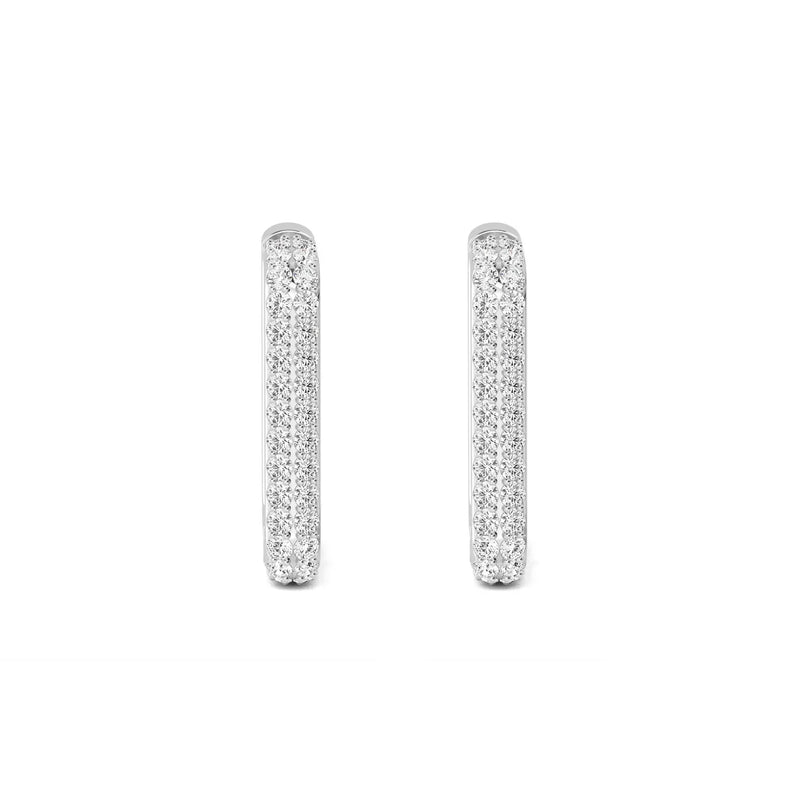 14K 0.67ct Natural Diamond Pave Hoop Earrings