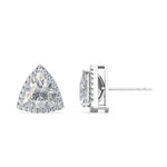 18K Solid Gold 2.13Ct Trillion Cut Lab Grown Diamond Halo Stud Earrings - View 6 | Riyanika Jewels