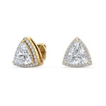 14K 2.13ct Lab Grown Diamond Trillion Cut Halo Stud Earrings