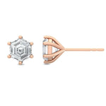 18K Solid Gold 1.00ct Hexagon Lab Grown Diamond Studs - Side View | Riyanika Jewels