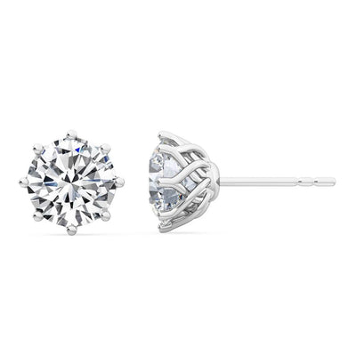14K 2ct Natural Diamond Round Brilliant Cut Stud Earrings