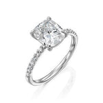 14K 3ct Lab Grown Diamond Cushion Cut Side Stone Engagement Ring