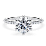 14K 1.5ct Lab Grown Diamond Round Brilliant Cut Pave Engagement Ring