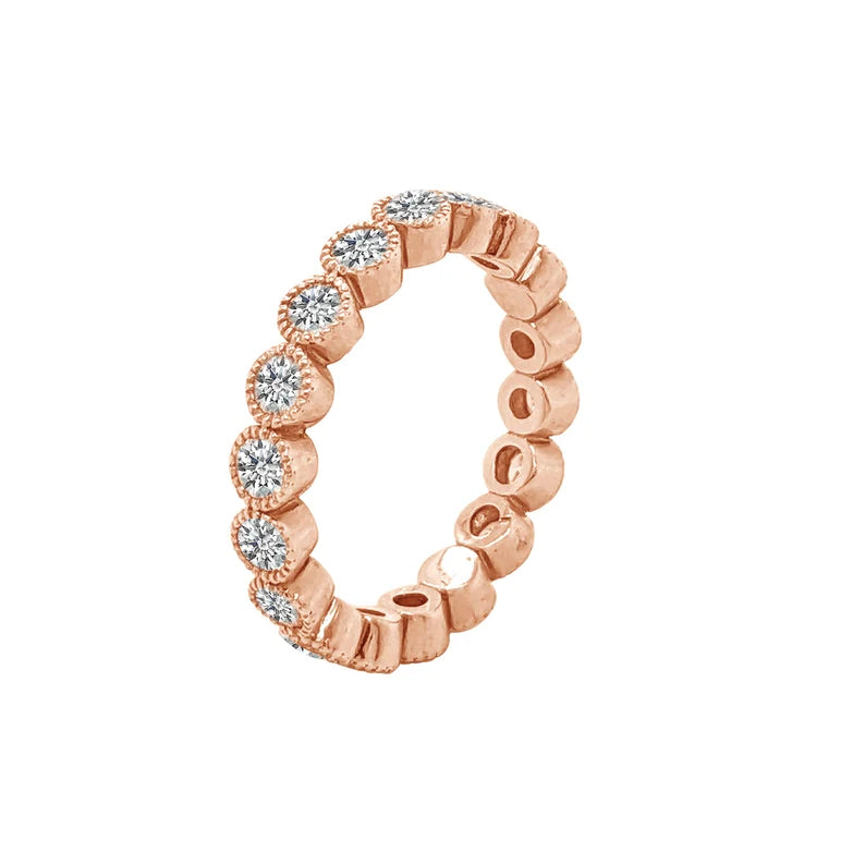 18K Solid Gold 0.61 CTW Round Cut Lab Grown Diamond Full Eternity Band - Detail | Riyanika Jewels