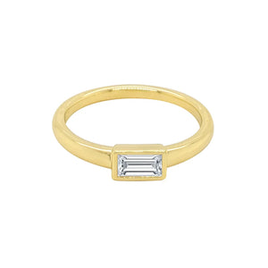 18K Solid Gold 0.22 CT Baguette Cut Lab Grown Diamond Stacking Ring | Riyanika Jewels