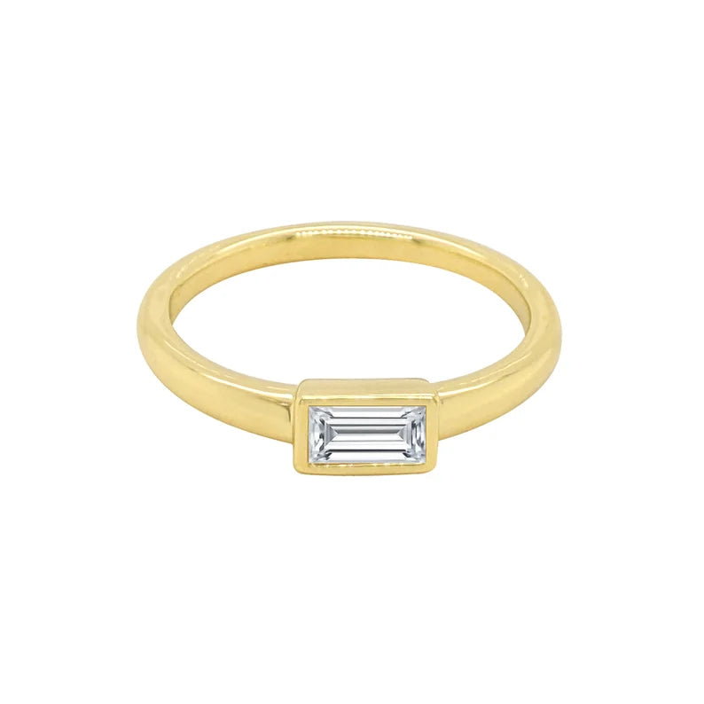 18K Solid Gold 0.22 CT Baguette Cut Lab Grown Diamond Stacking Ring | Riyanika Jewels
