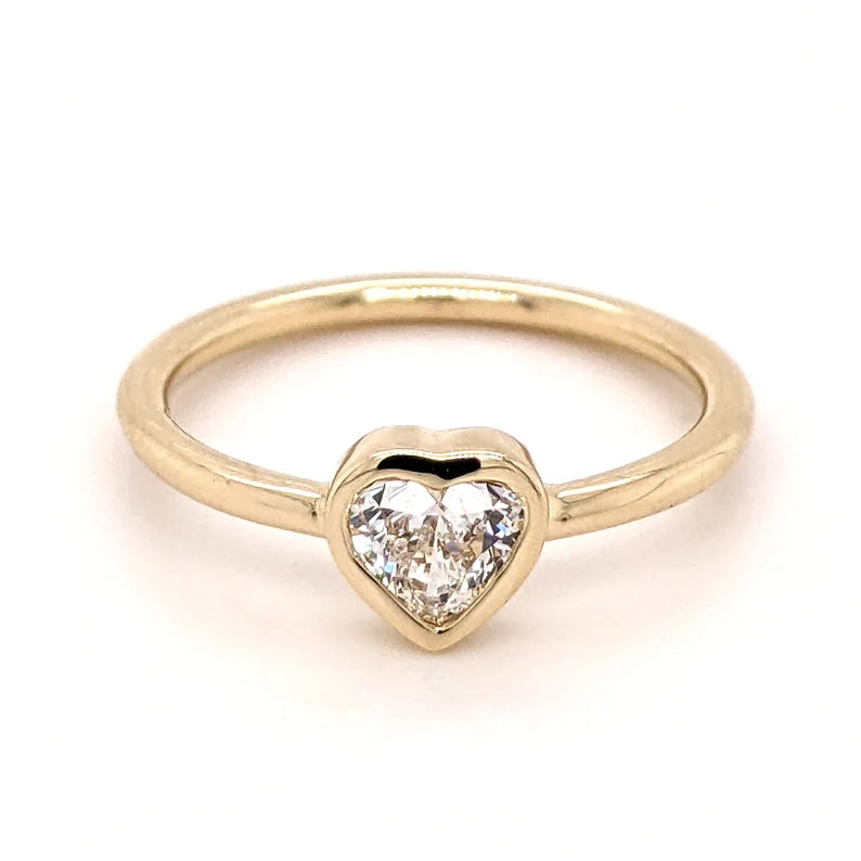 18K Solid Gold 0.32 CT Heart Cut Lab Grown Diamond Stacking Ring | Riyanika Jewels