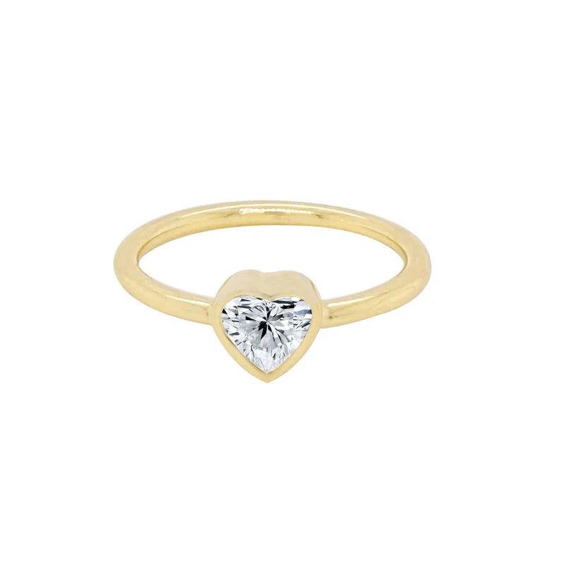 18K Solid Gold 0.32 CT Heart Cut Natural Diamond Stacking Ring - View 8 | Riyanika Jewels