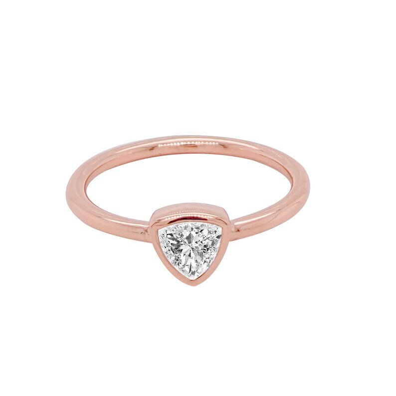 18K Solid Gold 0.32CT Trillion Cut Lab Grown Diamond Stacking Ring - Side View | Riyanika Jewels