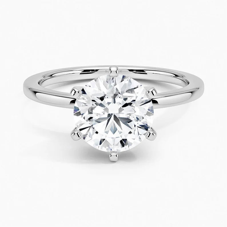 18K Solid Gold 1.50 CT Round Cut Natural Diamond Solitaire Engagement Ring | Riyanika Jewels