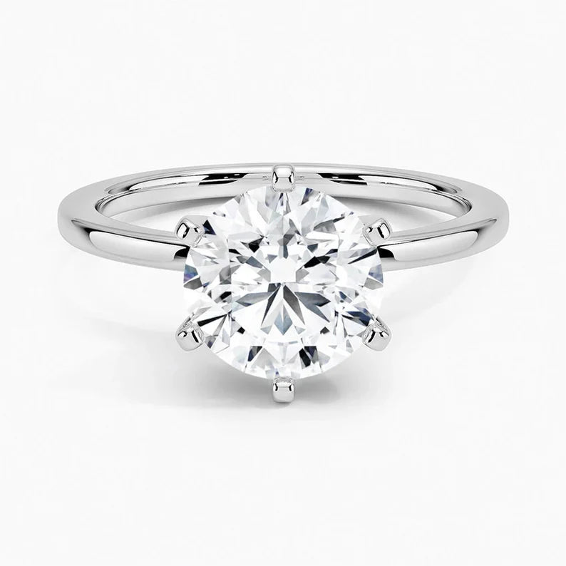 14K 1.5ct Natural Diamond Round Cut Solitaire Engagement Ring