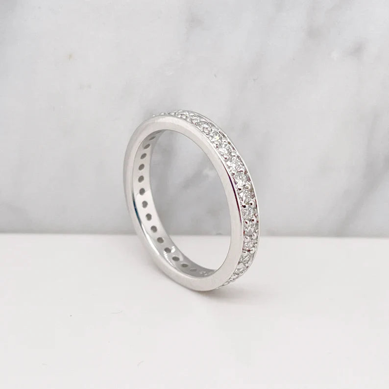 14K 0.75ct Natural Diamond Round Cut Eternity Wedding Band