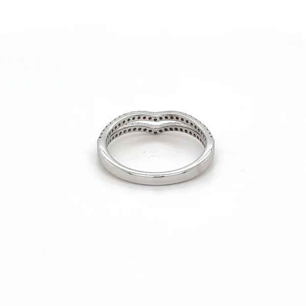 18K Solid Gold 0.27 CT V-Shaped Chevron Natural Diamond Stacking Ring - Side View | Riyanika Jewels