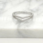 18K Solid Gold 0.27 CT V-Shaped Chevron Natural Diamond Stacking Ring - Close Up | Riyanika Jewels