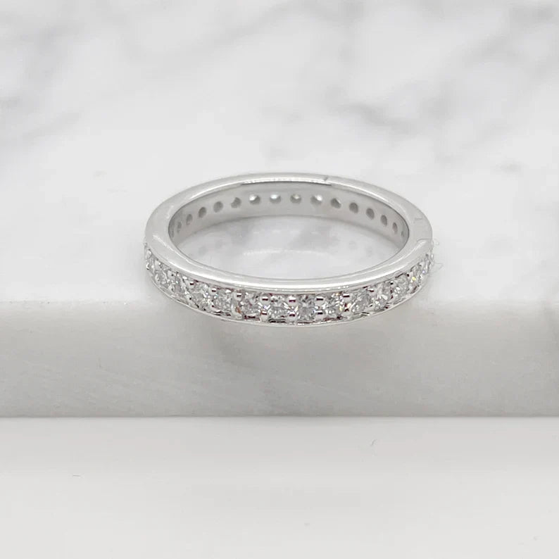 14K 0.75ct Natural Diamond Round Cut Eternity Wedding Band