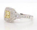 14K 1.18ct Lab Grown Yellow Diamond Cushion Cut Cocktail Ring