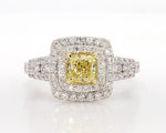 14K 1.18ct Lab Grown Yellow Diamond Cushion Cut Cocktail Ring