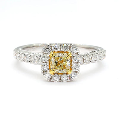 18K Solid Gold Cushion Lab Grown Yellow Diamond 1.11 Carat Cocktail Ring | Riyanika Jewels
