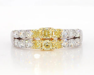 1.06ct Fancy Yellow Diamond Radiant Cut Wedding Band in 18K Solid Gold | Riyanika
