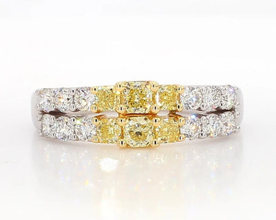 1.06ct Fancy Yellow Diamond Radiant Cut Wedding Band in 18K Solid Gold | Riyanika