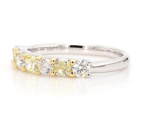 18K Solid Gold Radiant Lab Grown Yellow & Lab Grown Diamond 0.93 Carat Wedding Band - Side View | Riyanika Jewels