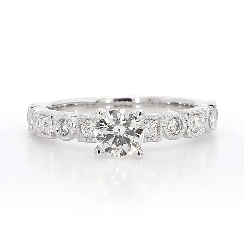 14K 0.83ct Lab Grown Diamond Round Cut Cocktail Ring