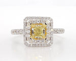 1.36ct Fancy Yellow Diamond Cushion Cut Cocktail Ring in 18K Solid Gold | Riyanika