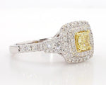 14K 1.18ct Lab Grown Yellow Diamond Cushion Cut Cocktail Ring