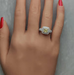 14K 1.18ct Lab Grown Yellow Diamond Cushion Cut Cocktail Ring