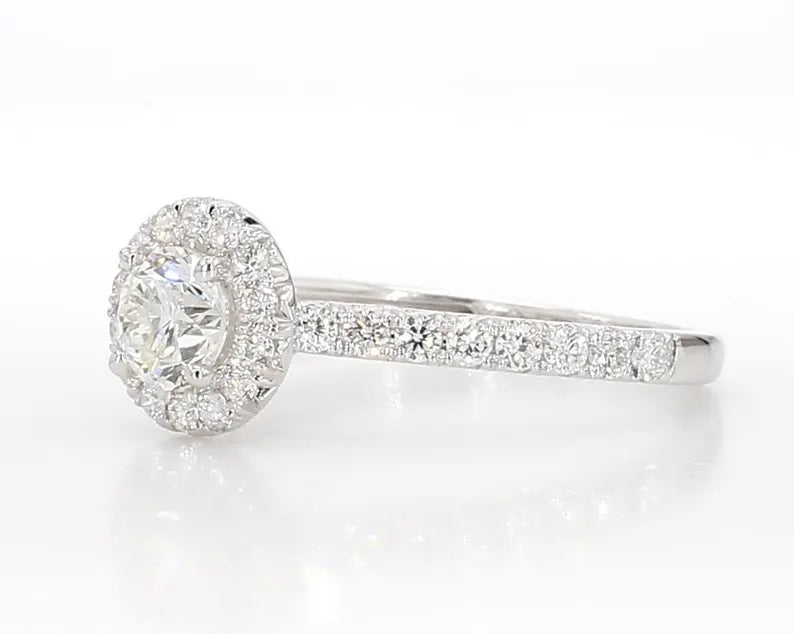 14K 0.9ct Lab Grown Diamond Round Cut Engagement Ring