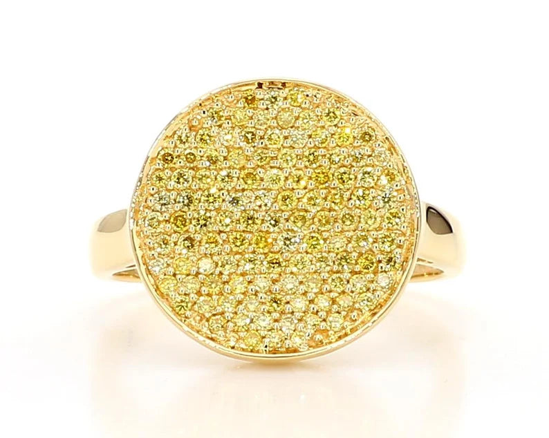 0.67ct Fancy Yellow Diamond Round Cut Cocktail Ring in 18K Solid Gold | Riyanika