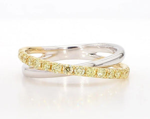 14K 0.47ct Lab Grown Yellow Diamond Round Cut Wedding Band