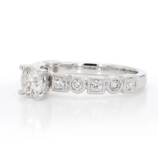 18K Solid Gold Round Lab Grown Diamond 0.83 Carat Cocktail Ring - Side View | Riyanika Jewels